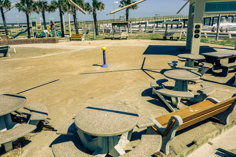hurricane matthew sand filled splash park at pier